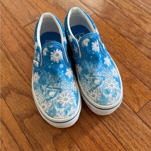 Frozen Themed Vans Blue Kids Slip-On Shoes